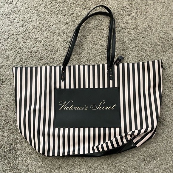 Victoria's Secret Handbags - Victoria's Secret Monochrome Striped Tote